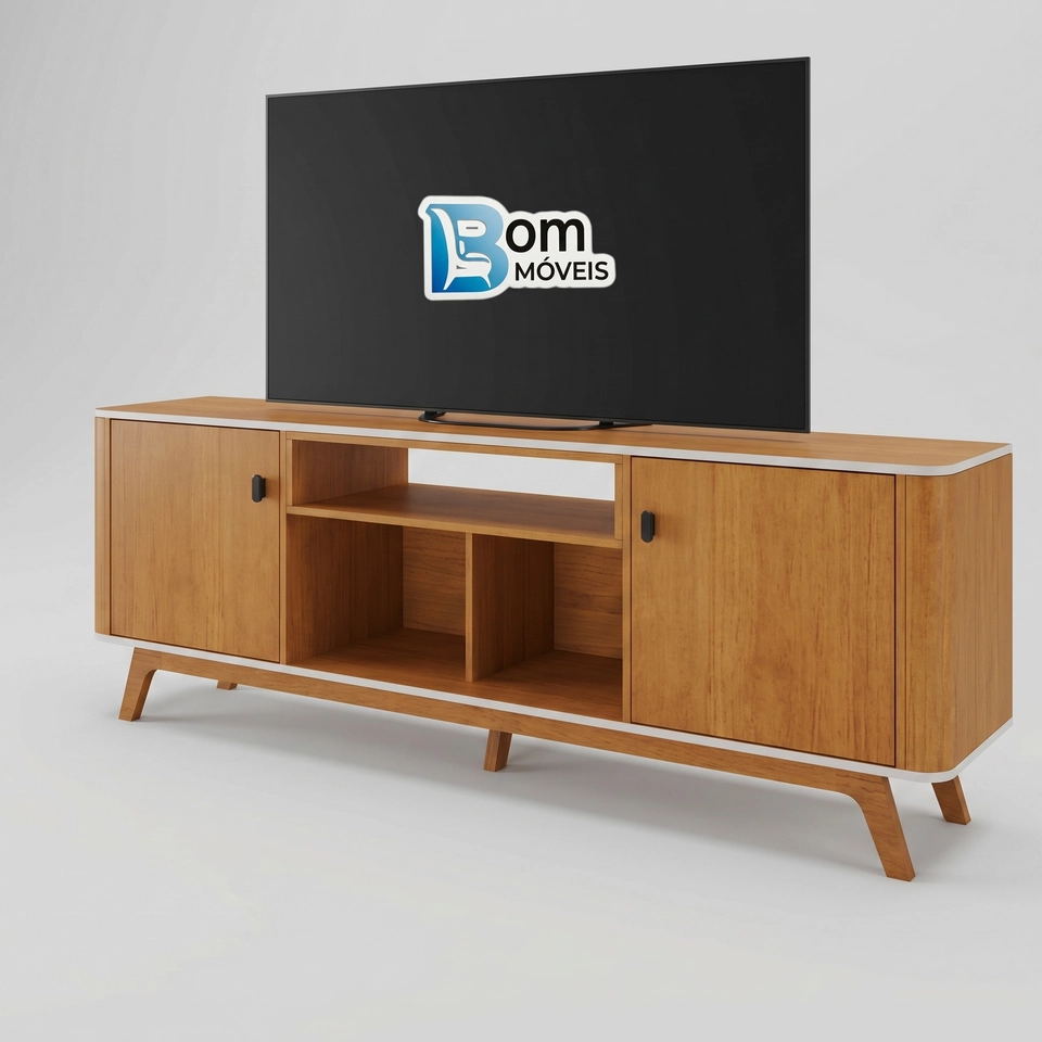 Rack Oslo C/ Pés Retrô 2 Portas Tv Até 70 Polegadas - Alt.: 65 Lar.: 180cm - Prof.: 38cm