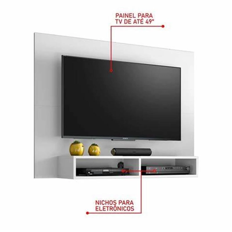 Painel Eros Para Tv De Até 49 Polegadas C/ Nicho E Duas Divisões - Alt.: 89cm Larg.: 120cm Prof.: 24cm. - 6