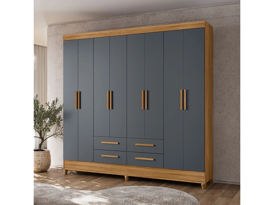 Guarda Roupa Casal Florida 8 Portas E 4 Gavetas Puxadores MDF - Alt.: 204cm Larg.: 204cm Comp.: 47cm. - 2