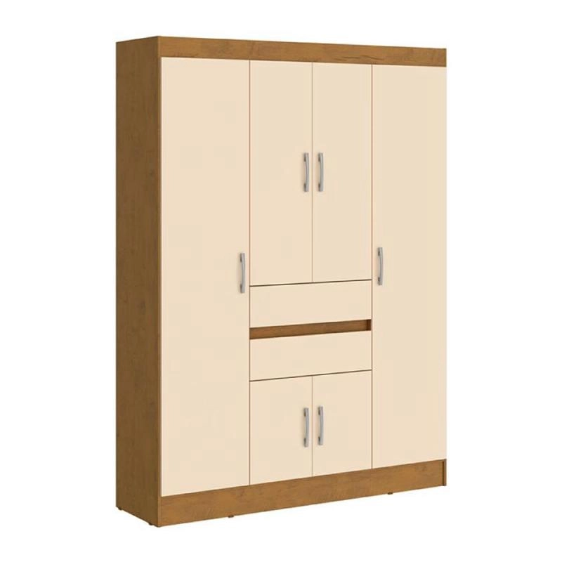 Guarda Roupa Milano 6 Portas 2 Gavetas 1 Sapateira - Alt.: 175cm  Larg.: 128cm Prof.: 38cm.