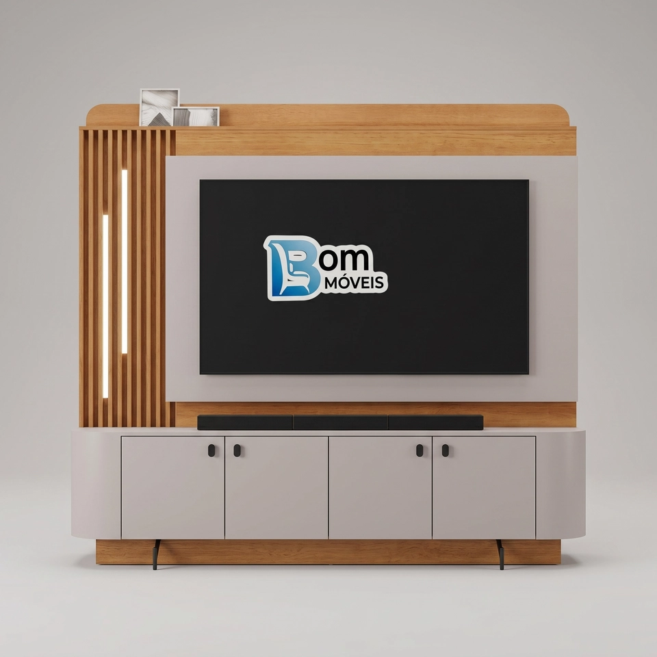 Home Dominus Lateral Ripada C/ Led C/ 4 Portas - Alt.: 204cm Larg.: 182cm -Prof.: 40cm