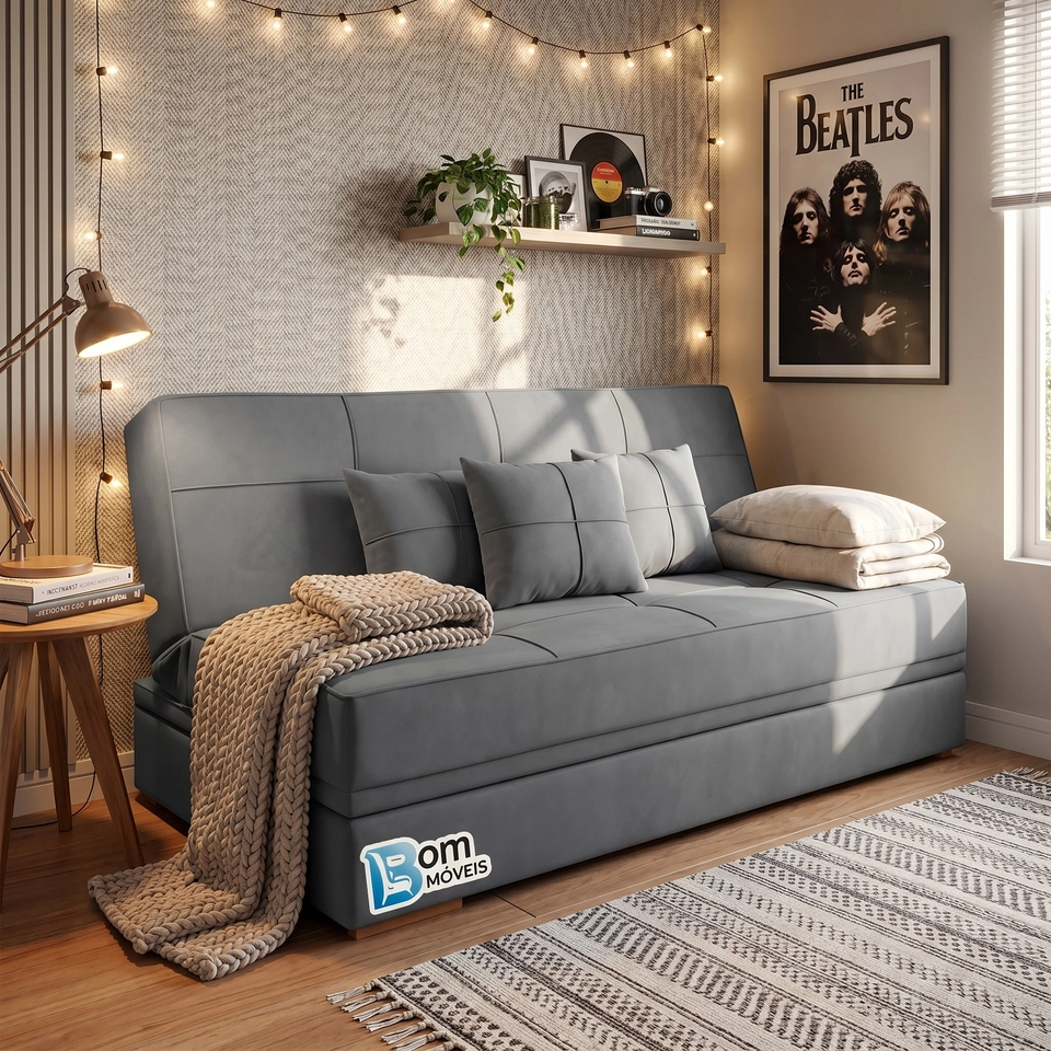 Sofá Cama Reclinável De 5 Estágios C/ Pés de Eucalipto Espuma D28 - Alt.: 95cm Larg.: 188cm Prof.: 90cm. - 6