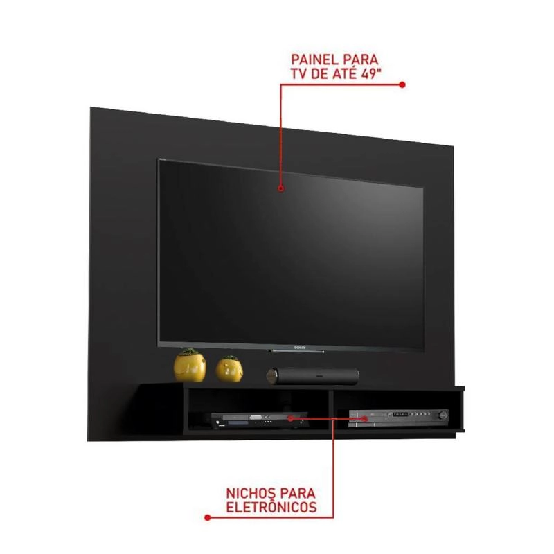 Painel Eros Para Tv De Até 49 Polegadas C/ Nicho E Duas Divisões - Alt.: 89cm Larg.: 120cm Prof.: 24cm. - 4