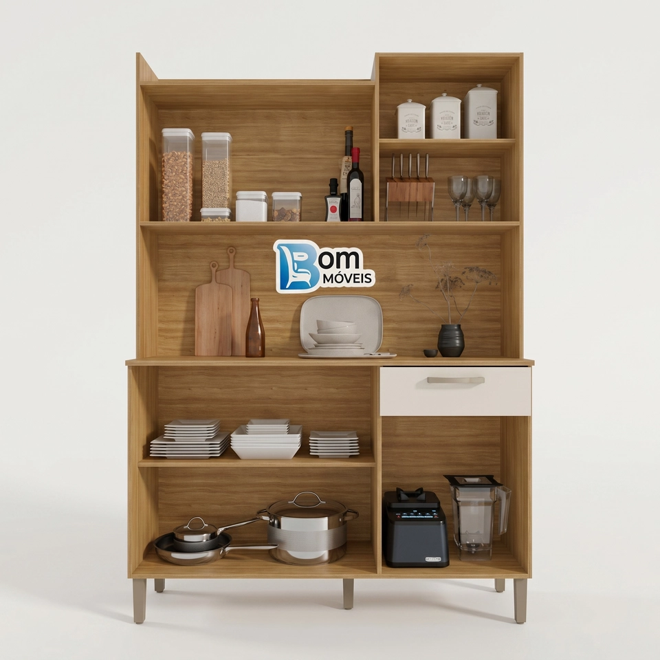 Cozinha Compacta Gênova 6 Portas 1 Gaveta 5 Pés - Alt.: 175cm Larg.: 121cm Prof.: 36cm. - 2