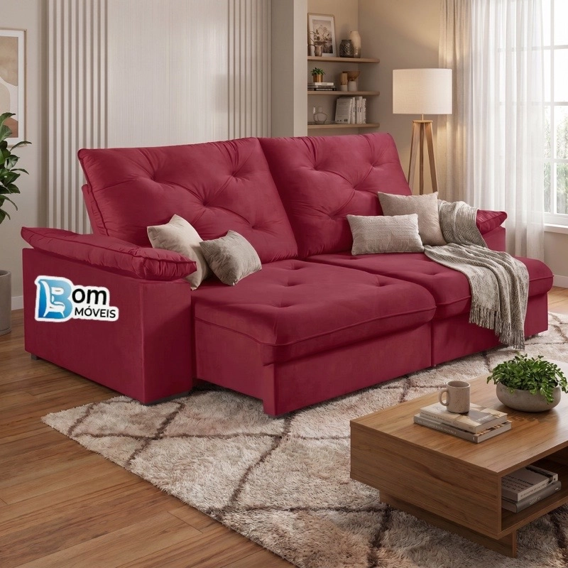 Sofá Retratil E Reclinável 2,30 Metros Venezuela Espuma D28 Soft C/ Pillow Top  - 8