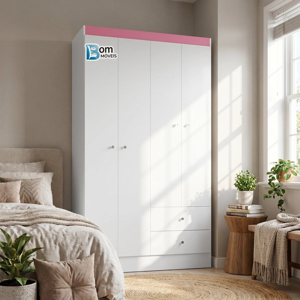 Guarda Roupa Versa 4 Portas 2 Gavetas - Alt.: 182cm - Larg.: 102cm - Prof.: 46cm - 8