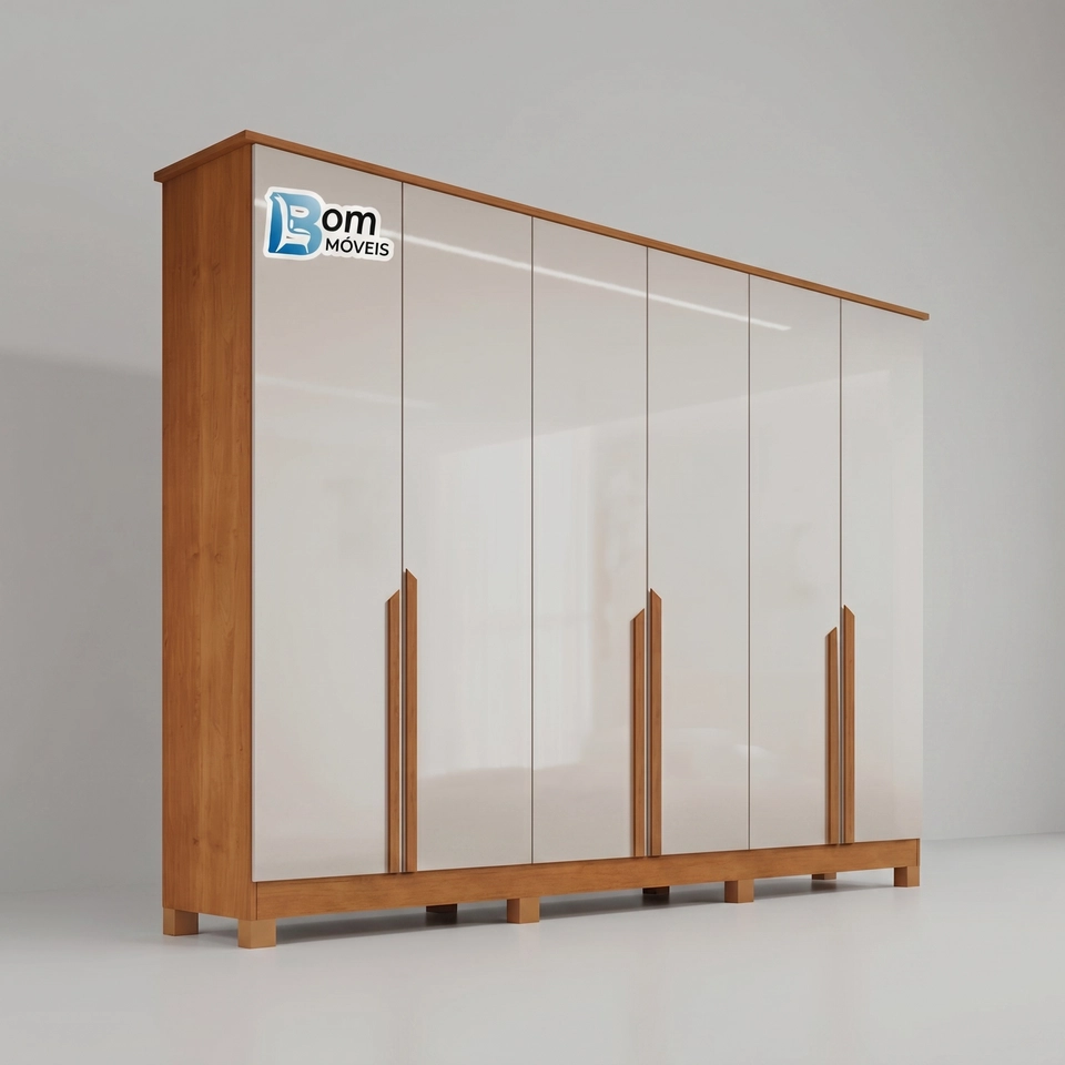 Guarda Roupa Bianca 6 Portas 6 Gavetas Internas Puxadores De Mdf 8 Pés - Alt.: 220cm - Larg.: 230cm - Prof.: 47cm.