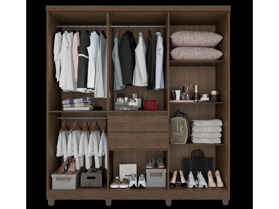 Guarda Roupa Master 8 Portas C/ Sapateria 2 Gavetas Puxadores MDF 8 Pés - Alt.: 216cm Larg.: 183cm Prof.: 42cm. - 2