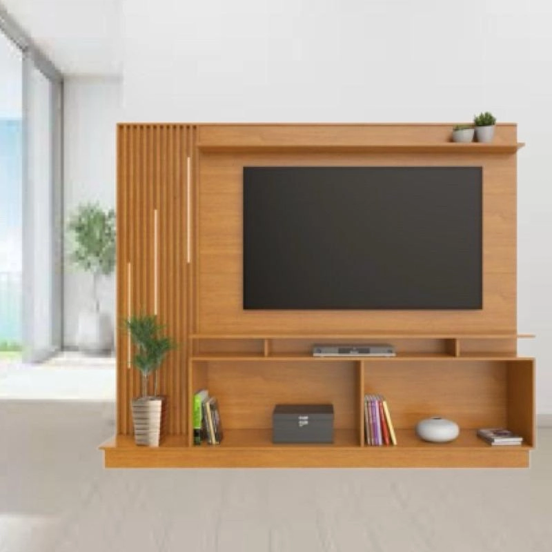 Home Theater Absoluto P/ Tv Até 65 Polegadas 4 Portas C/ Puxadores e Lateral Vertical Ripados C/ 3 Fitas de Led 1 Prateleira Superior - Alt.: 189cm Larg.: 200cm Prof.: 43cm. - 4
