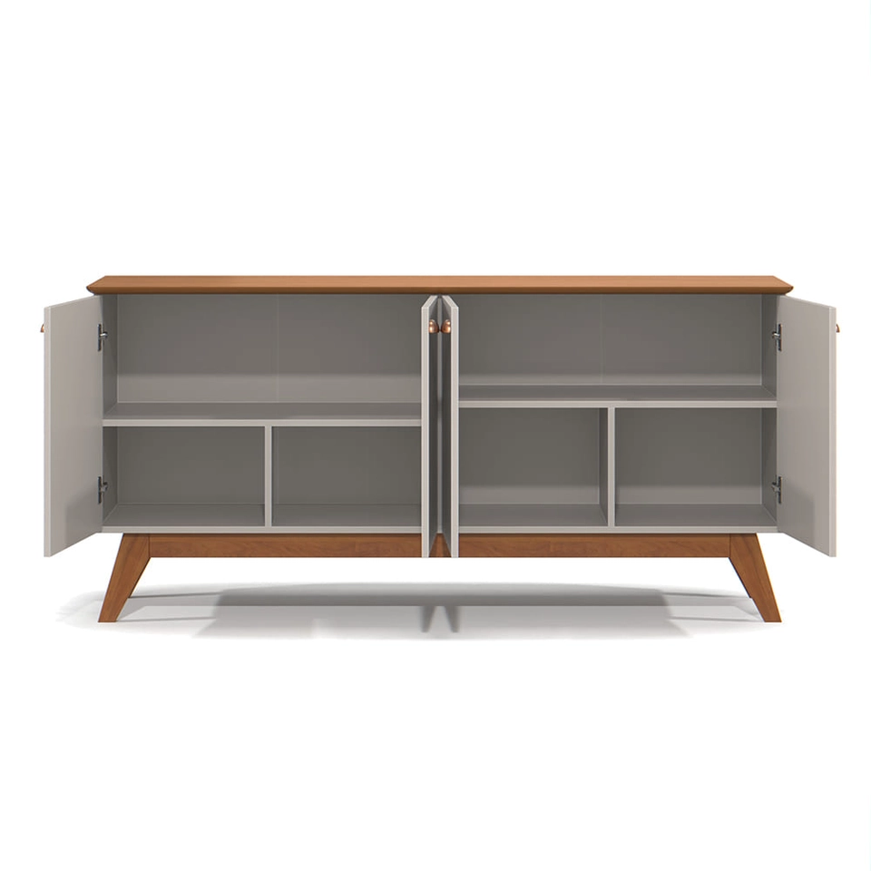 Buffet Atlanta C/ 4 Portas Puxadores Metalizados - Alt.: 77cm - Larg.: 164cm - Prof.: 41cm - 2