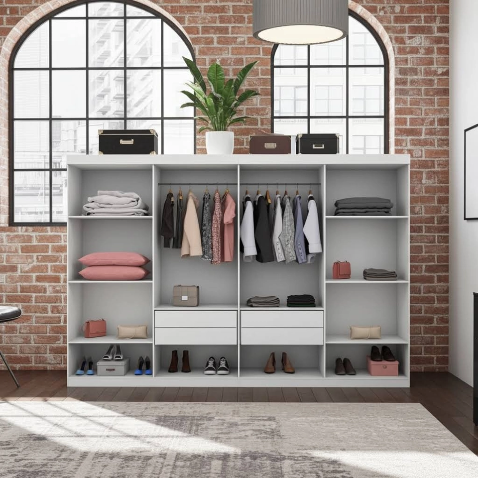 Guarda Roupa Premium 8 Portas 4 Gavetas 6 Prateleiras Puxadores Mdf - Alt.: 218cm Larg.: 245cm Prof.: 47cm. - 8