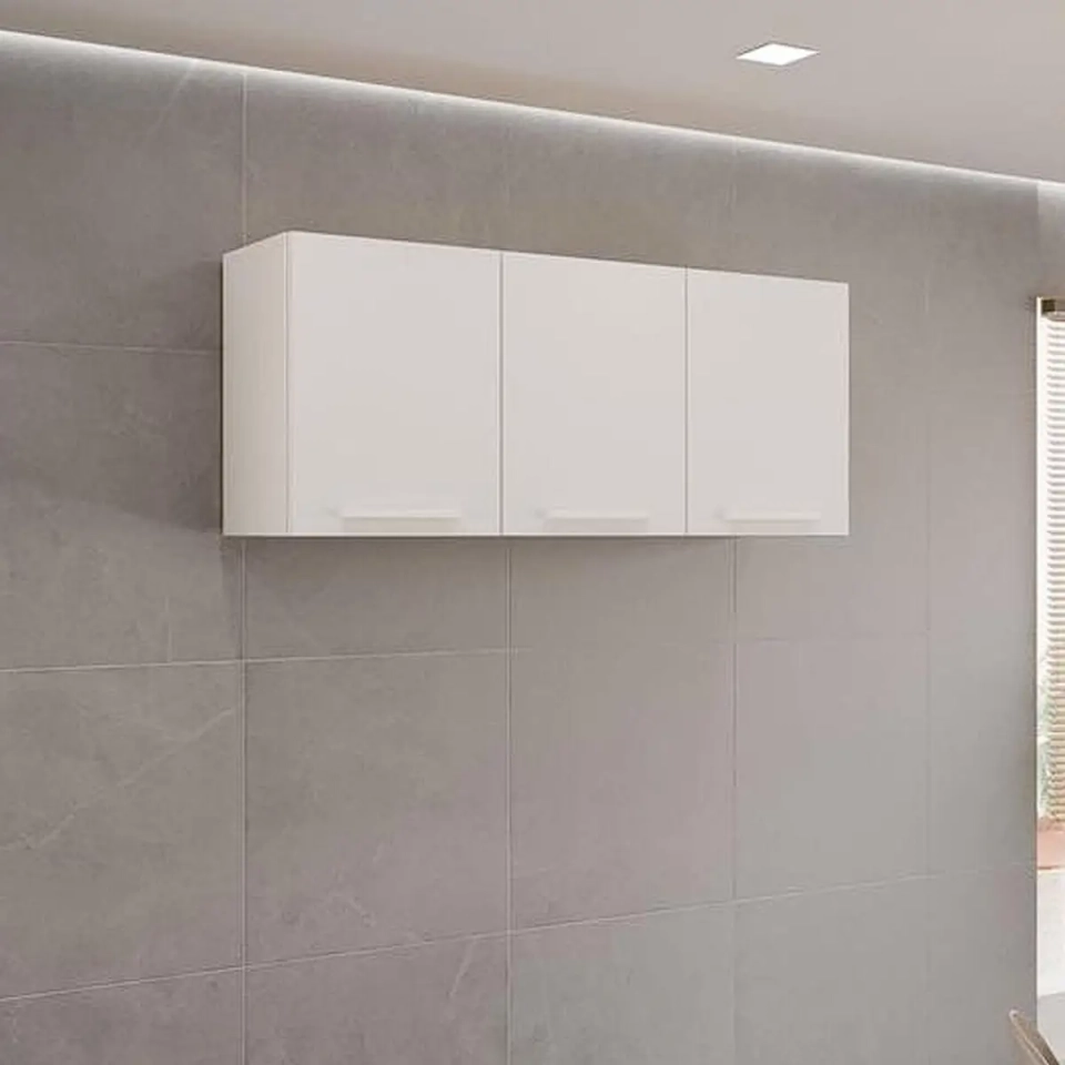Armário Aéreo De Cozinha New Valencia 3 Portas 1 Prateleira Puxadores Mdf - Alt.: 54cm Larg.: 120cm Prof.: 26cm. - 5