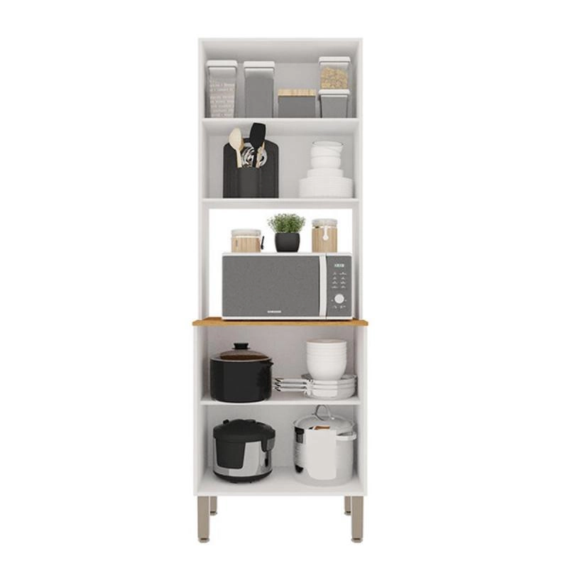 Paneleiro New Valencia 2 Portas C/ 2 Prateleiras Bancada P/ Micro-ondas 5 Pés Reguláveis - Alt.: 205cm Larg.: 57cm Prof.: 36,5cm. - 6