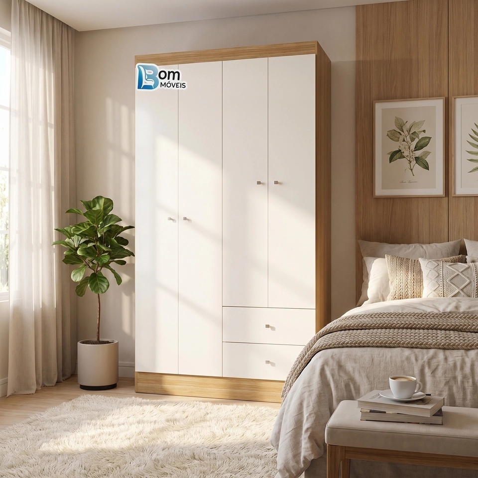 Guarda Roupa Versa 4 Portas 2 Gavetas - Alt.: 182cm - Larg.: 102cm - Prof.: 46cm - 5