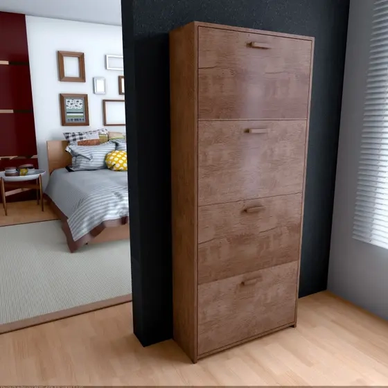 Sapateira Organizadora 4 Gavetas C/ Puxadores de Mdf - Alt.: 150cm Larg.: 65cm Prof.: 23cm. - 3