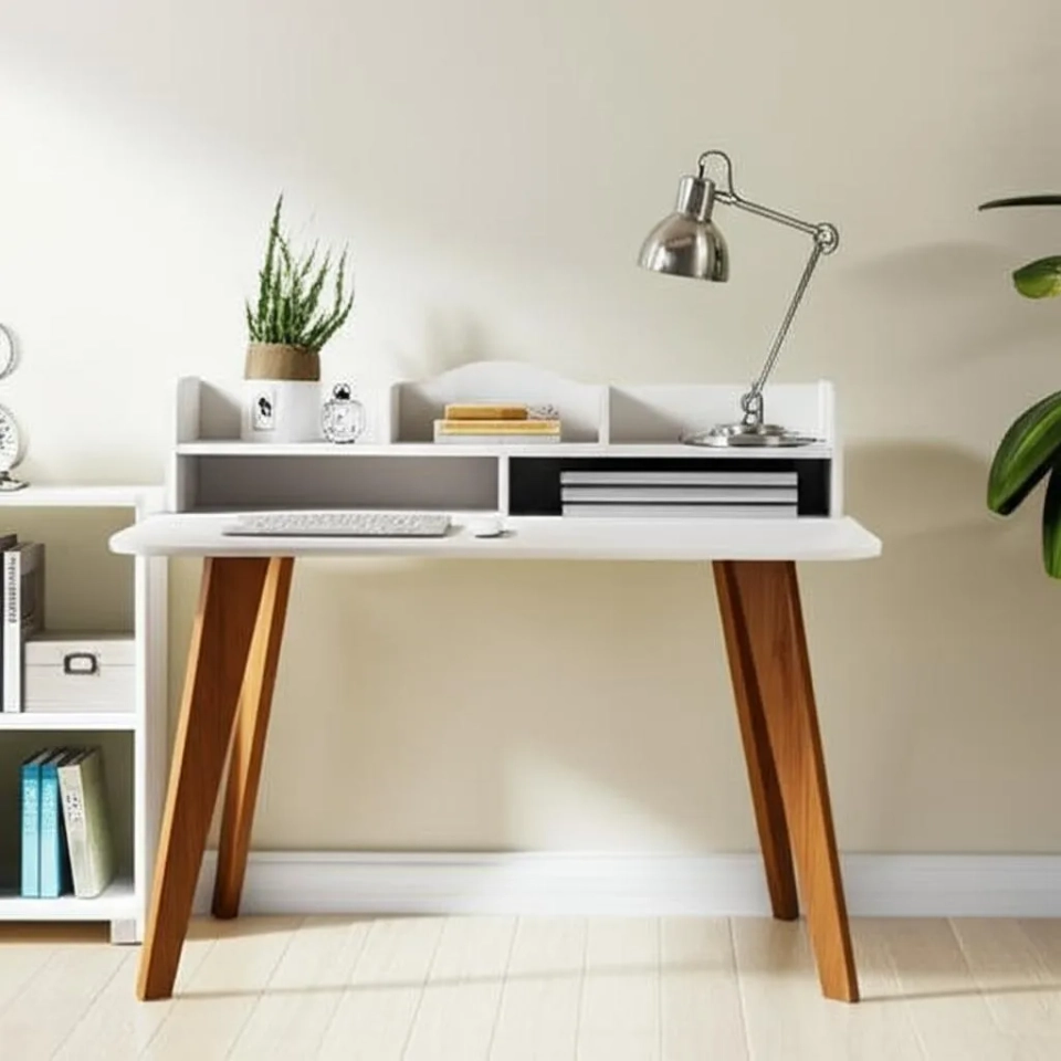 Escrivaninha Sofia C/ 3 Divisória 4 Pés MDF Usinados - Alt.: 99cm Larg.: 120cm Prof.: 60cm. - 5