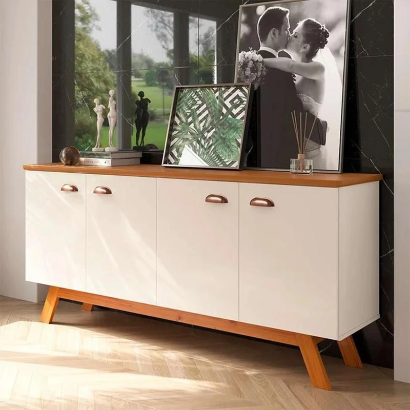 Buffet Atlanta C/ 4 Portas Puxadores Metalizados - Alt.: 77cm - Larg.: 164cm - Prof.: 41cm
