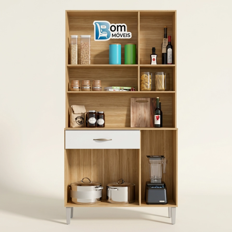 Cozinha Compacta Apolo 6 Portas 1 Gaveta 6 Divisões Internas - Alt.: 173cm Larg.: 90cm Prof.: 36cm. - 2