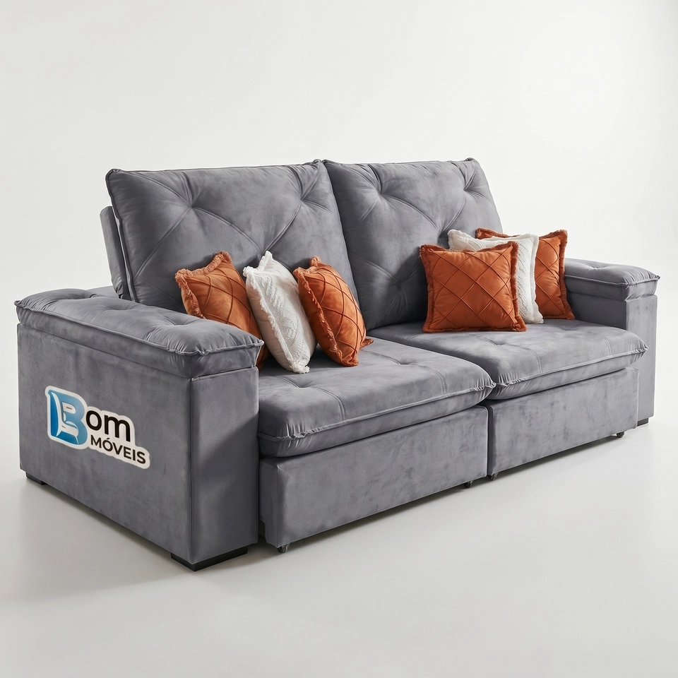 Sofá Retratil E Reclinável 2,30 Metros Venezuela Espuma D28 Soft C/ Pillow Top  - 3