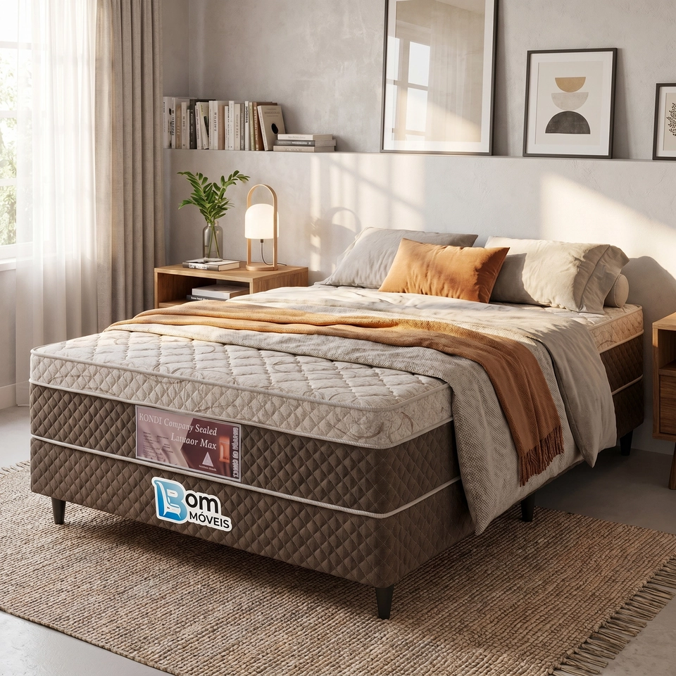 Cama Box Casal Sealed C/ Espuma D33 Etrutura De Eucalipto E Pés De PVC - Alt.: 63cm - Larg.: 138cm - Prof.: 188cm. - 3