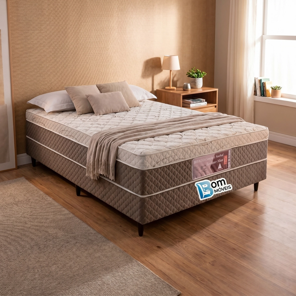 Cama Box Casal Sealed C/ Espuma D33 Etrutura De Eucalipto E Pés De PVC - Alt.: 63cm - Larg.: 138cm - Prof.: 188cm. - 2