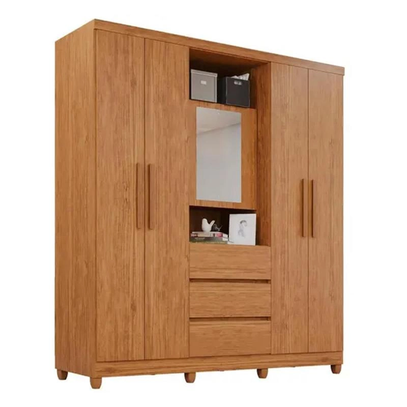 Guarda Roupa Master Capelinha C/ Espelho 4 Portas 3 Gavetas Puxadores MDF 8 Pés - Alt.: 216cm Larg.: 165cm Prof.: 42cm. - 1