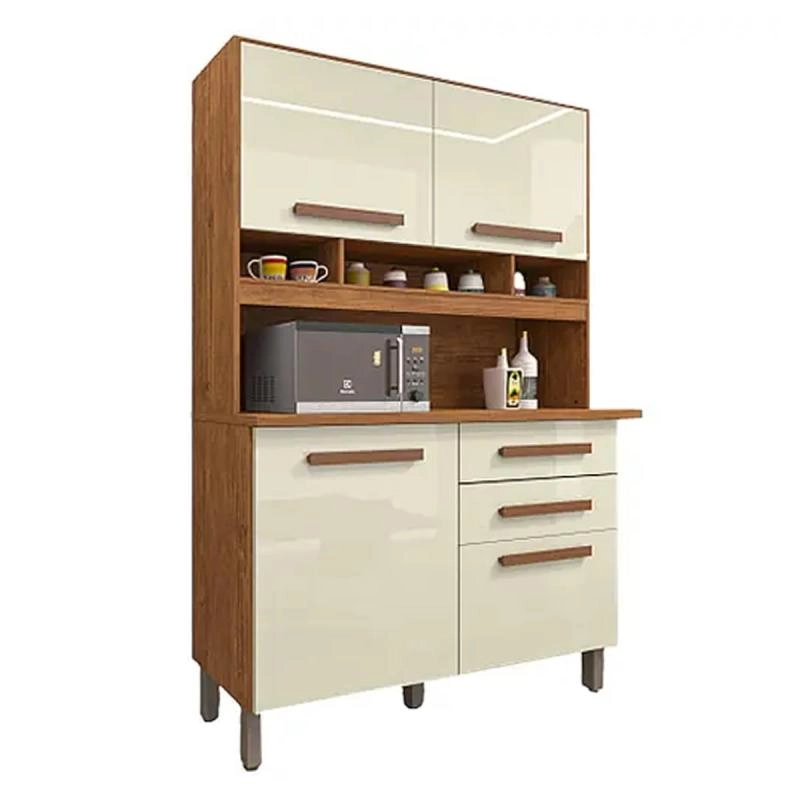 Cozinha Compacta Sofia 4 Portas 2 Gavetas Puxadores Mdf Pés Reguláveis - Alt.: 190cm Larg.: 115cm Prof.: 36cm. - 1