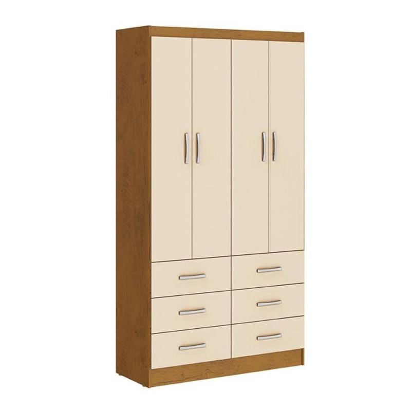Guarda Roupa Napoles 4 Portas E 6 Gavetas - Alt.: 175cm Larg.: 93cm Prof.: 38cm.