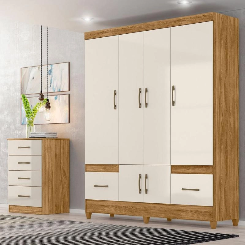 Guarda Roupa Ms 912 C/ 6 Portas 2 Gavetas 6 Pés - Alt.: 204cm Larg.: 165cm Prof.: 47cm. - 2