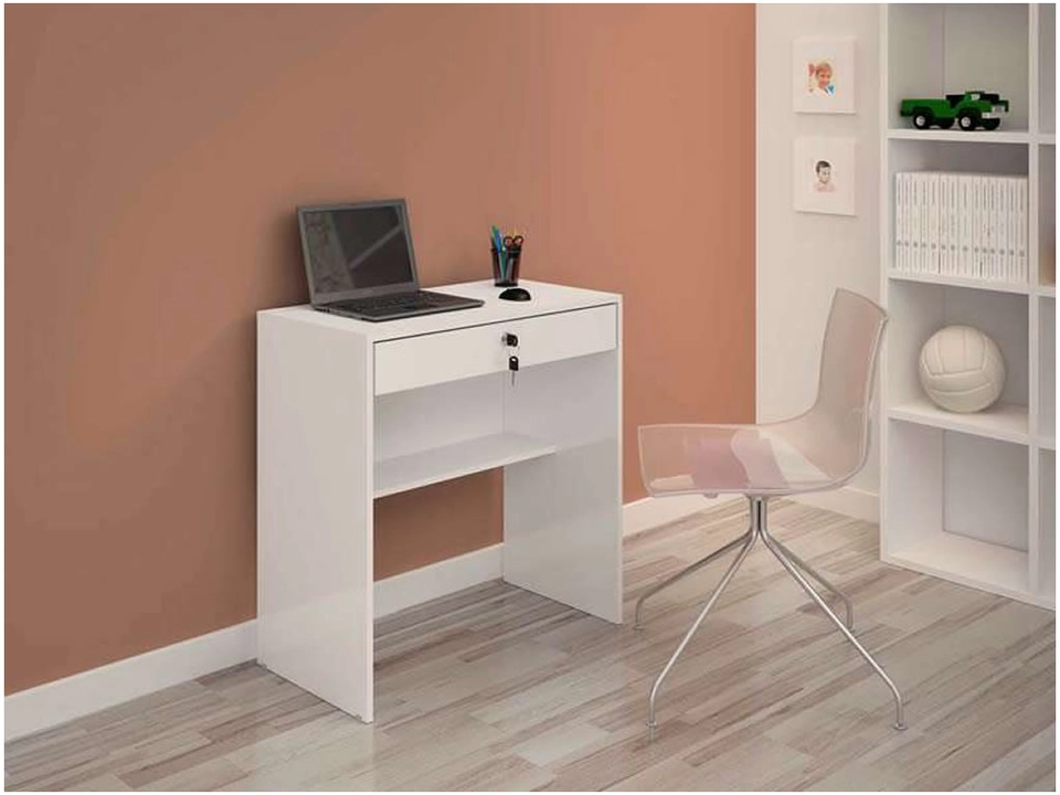 Mesa para Notebook Andorinha 1 Gaveta C/ Chave Andorinha 1 Prateleira Inferior - Alt.: 74cm Larg.: 72cm Prof.: 38cm. - 3
