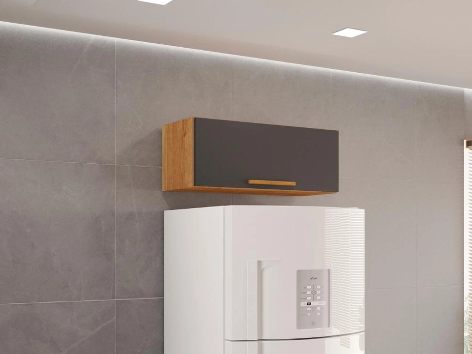 Armário Aéreo De Geladeira New Valência 1 Porta Basculante Puxador Mdf - Alt.: 30cm Larg.: 71cm Prof.: 26cm. - 2