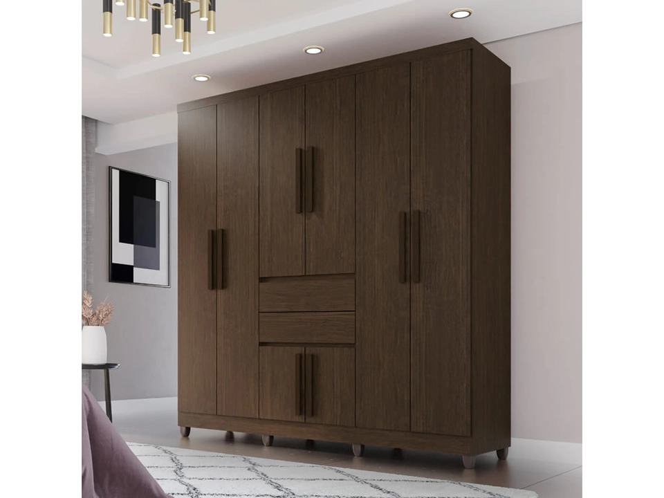 Guarda Roupa Master 8 Portas C/ Sapateria 2 Gavetas Puxadores MDF 8 Pés - Alt.: 216cm Larg.: 183cm Prof.: 42cm. - 1