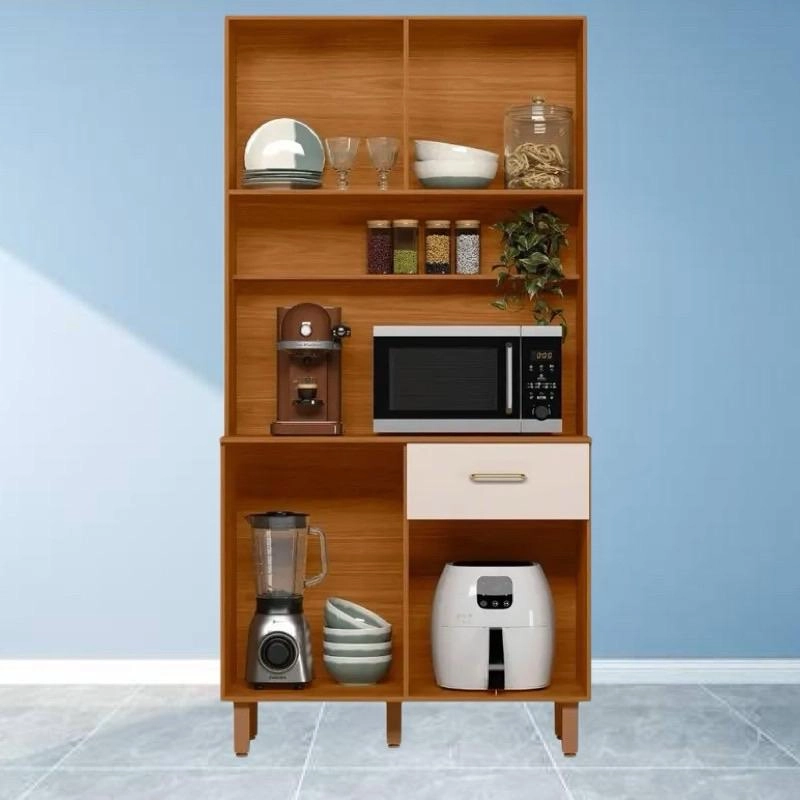 Cozinha Compacta Izis 4 Portas 2 Superiores C/ Ripado Gráfico 1 Gaveta Puxadores Bronze Metálicos 6 Pés Reguláveis - Alt.: 188cm Larg.: 90cm Prof.: 35cm. - 3