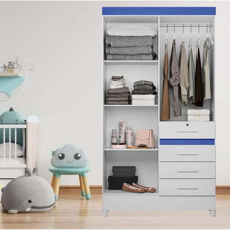 Guarda Roupa Infantil Sobral 4 Portas, 4 Gavetas 1 C/ Chave - Alt.: 204cm Larg.: 110cm Prof.: 47cm. - 4