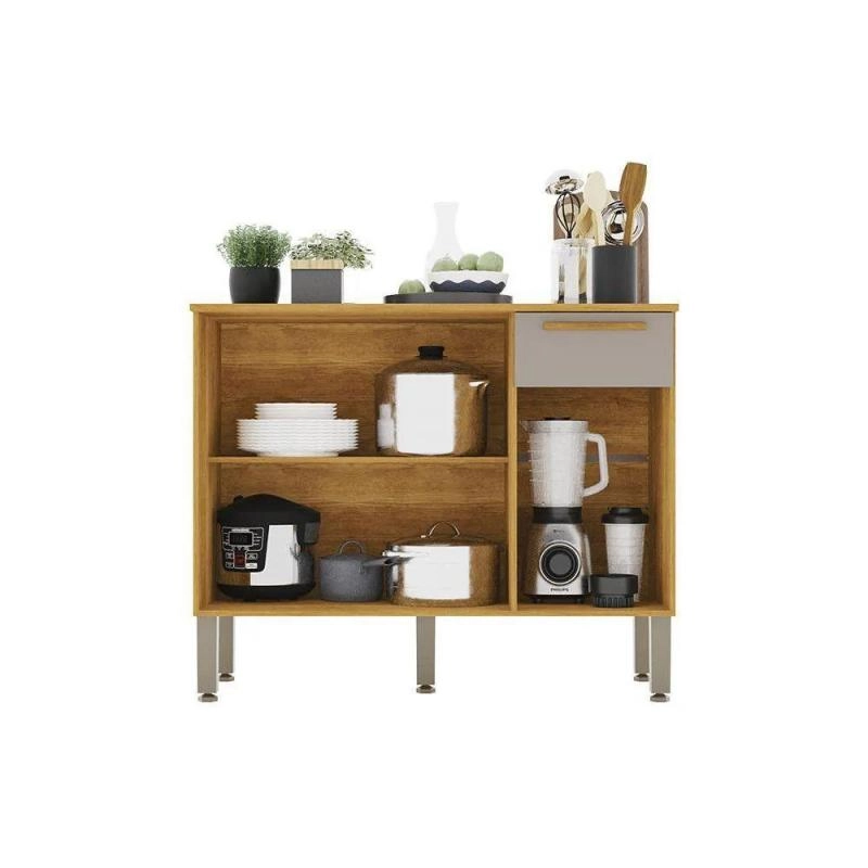 Balcao Madri 3 Portas 1 Gaveta 1 Prateleira C/ Puxadores Mdf - Alt.: 86cm Larg.: 105cm Comp.: 45cm. - 4
