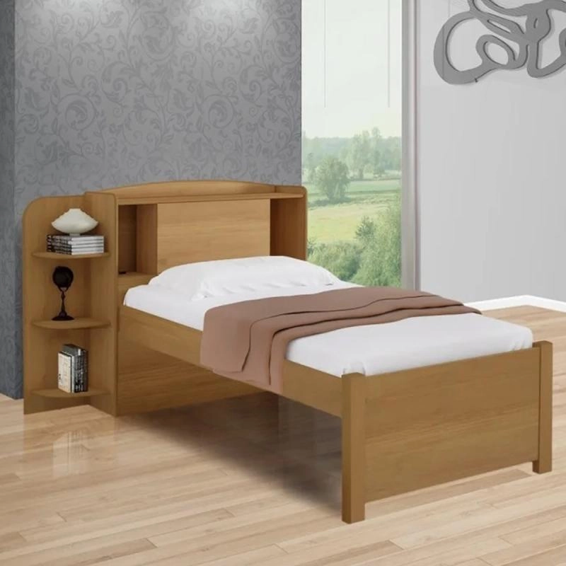 Cama Solteiro Milenio C/ Cantoneira 3 Prateleiras - Alt.: 100cm - Larg.: 130cm - Prof.: 224cm.