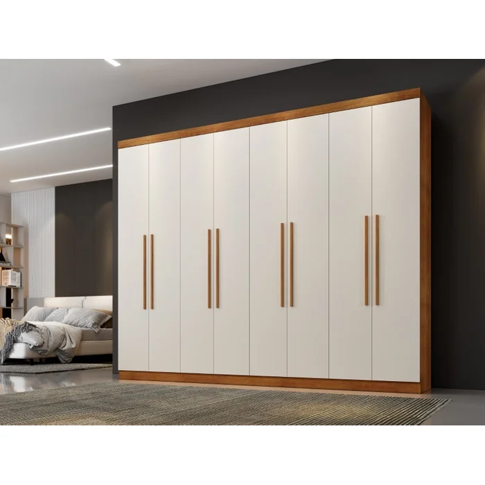 Guarda Roupa Premium 8 Portas 4 Gavetas 6 Prateleiras Puxadores Mdf - Alt.: 218cm Larg.: 245cm Prof.: 47cm. - 2