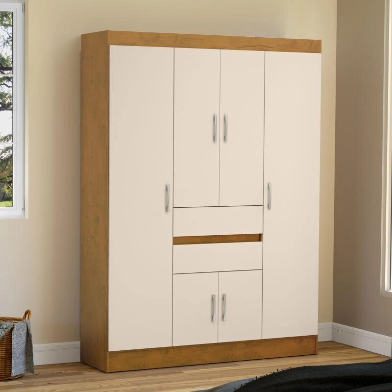 Guarda Roupa Milano 6 Portas 2 Gavetas 1 Sapateira - Alt.: 175cm  Larg.: 128cm Prof.: 38cm. - 2