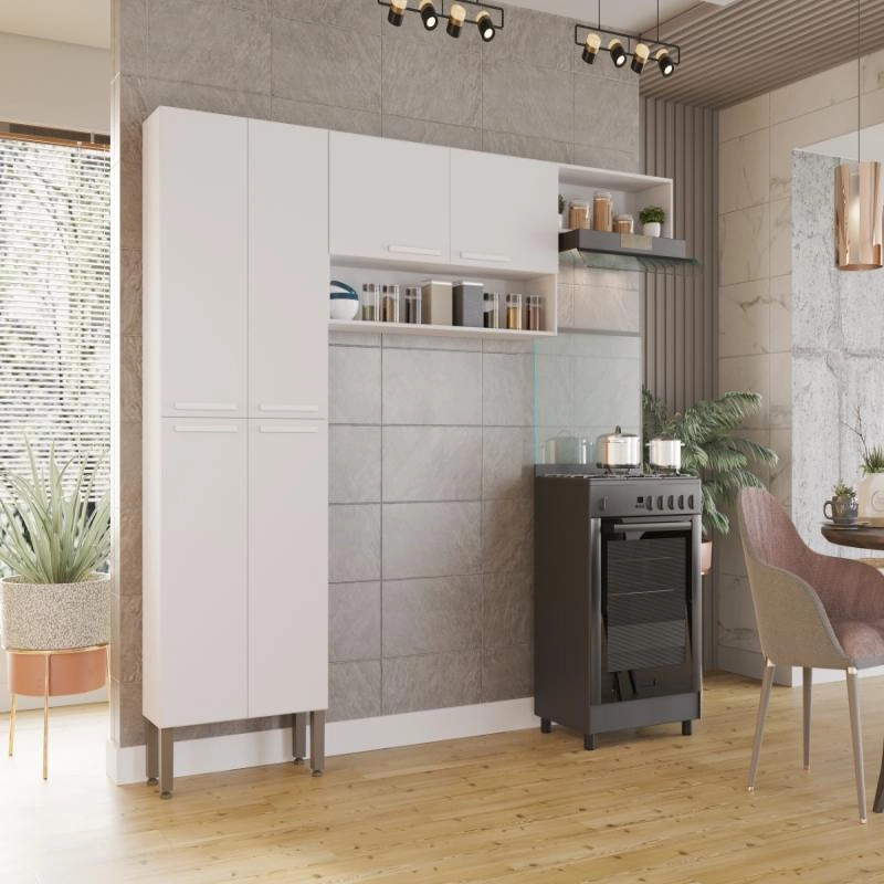 Cozinha Compacta Madri 3 Peças 6 Portas 7 Divisões Puxadores Mdf Pés Reguláveis - Alt.: 186cm Larg.: 229cm Comp.: 24cm. - 5