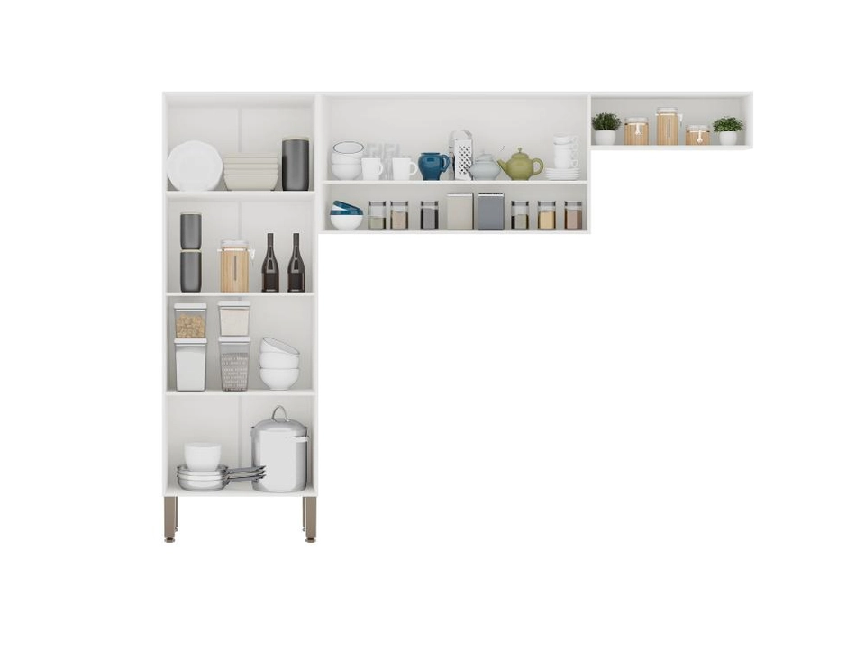 Cozinha Compacta Madri 3 Peças 6 Portas 7 Divisões Puxadores Mdf Pés Reguláveis - Alt.: 186cm Larg.: 229cm Comp.: 24cm. - 6