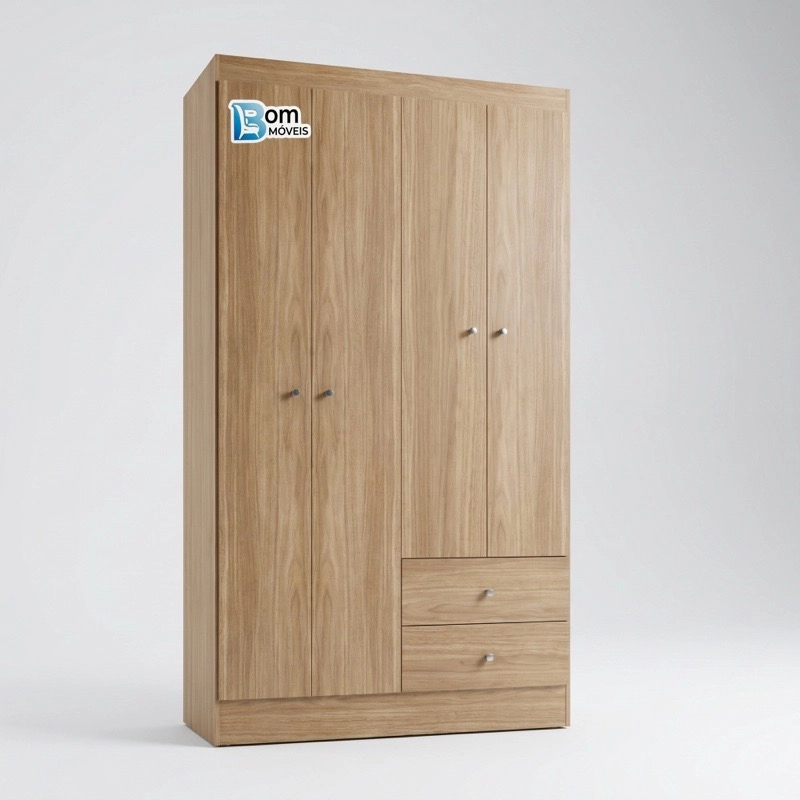 Guarda Roupa Versa 4 Portas 2 Gavetas - Alt.: 182cm - Larg.: 102cm - Prof.: 46cm