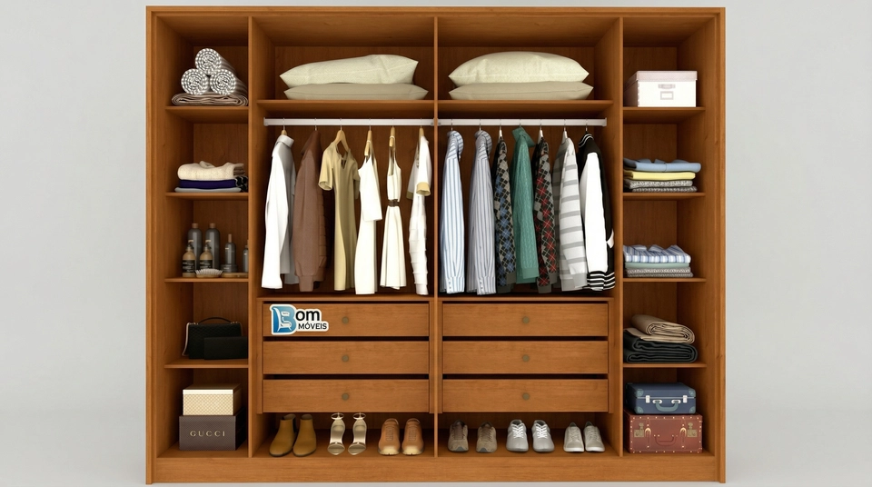 Guarda Roupa Barcelona 6 Portas 2 Ripadas 6 Gavetas Internas 12 Prateleiras -  - 2