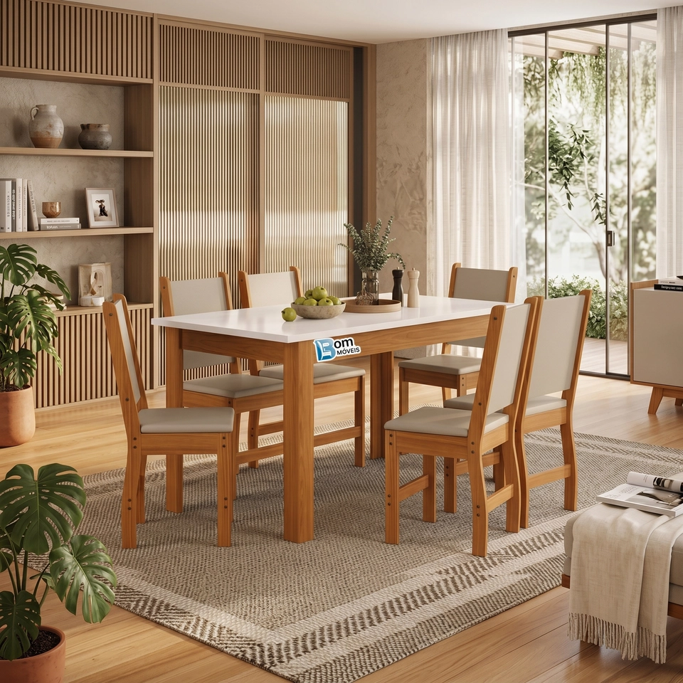 Conjunto De Mesa Bellagio C/ 6 Cadeiras - Larg.: 150cm Prof.: 80cm. - 2