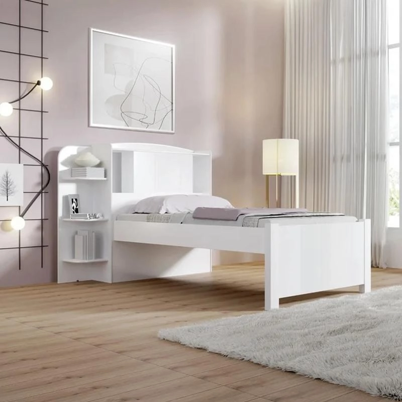 Cama Solteiro Milenio C/ Cantoneira 3 Prateleiras - Alt.: 100cm - Larg.: 130cm - Prof.: 224cm. - 2