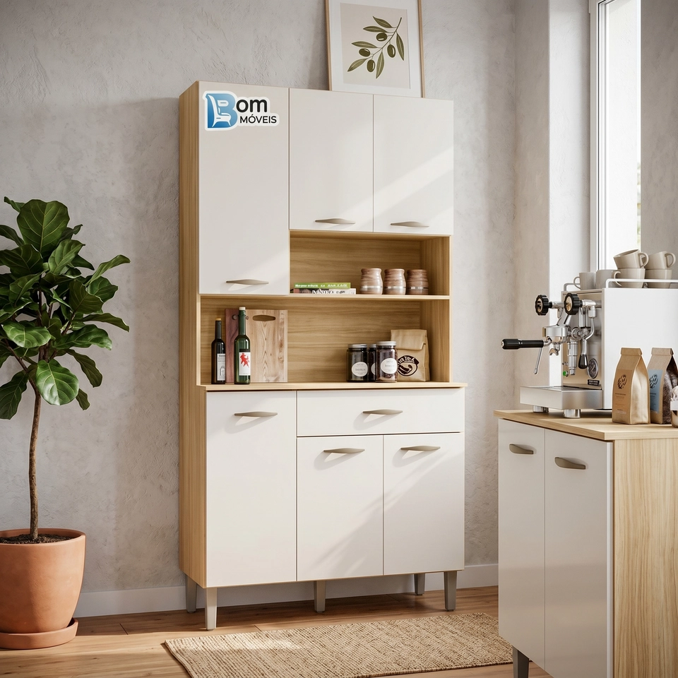 Cozinha Compacta Apolo 6 Portas 1 Gaveta 6 Divisões Internas - Alt.: 173cm Larg.: 90cm Prof.: 36cm. - 3