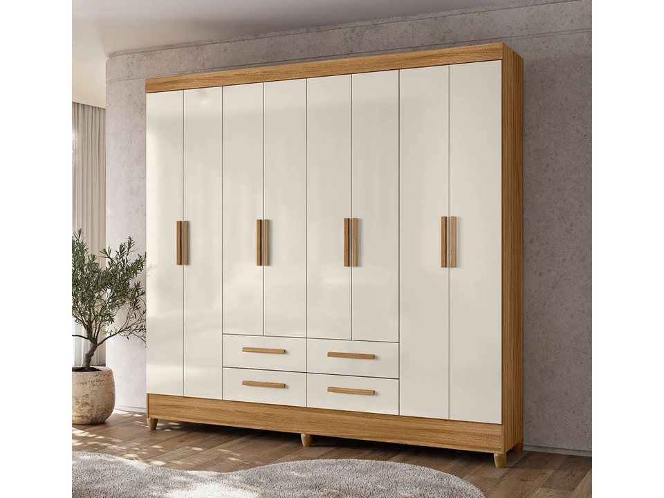 Guarda Roupa Casal Florida 8 Portas E 4 Gavetas Puxadores MDF - Alt.: 204cm Larg.: 204cm Comp.: 47cm. - 4