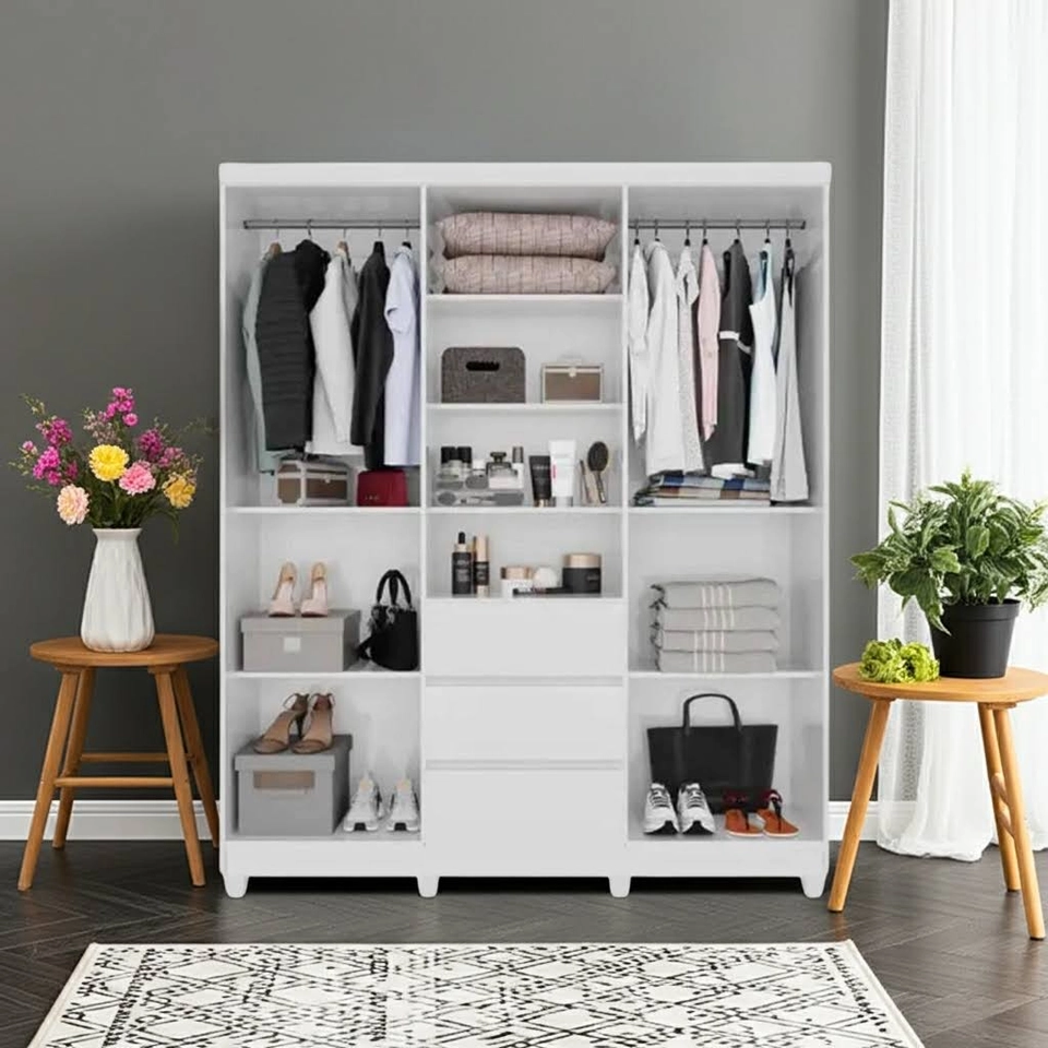 Guarda Roupa Master Capelinha C/ Espelho 4 Portas 3 Gavetas Puxadores MDF 8 Pés - Alt.: 216cm Larg.: 165cm Prof.: 42cm. - 8