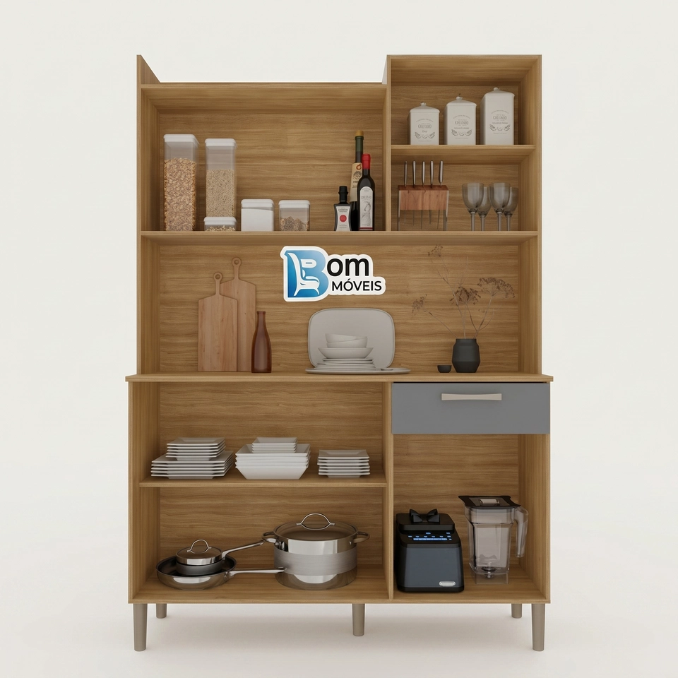 Cozinha Compacta Gênova 6 Portas 1 Gaveta 5 Pés - Alt.: 175cm Larg.: 121cm Prof.: 36cm. - 6