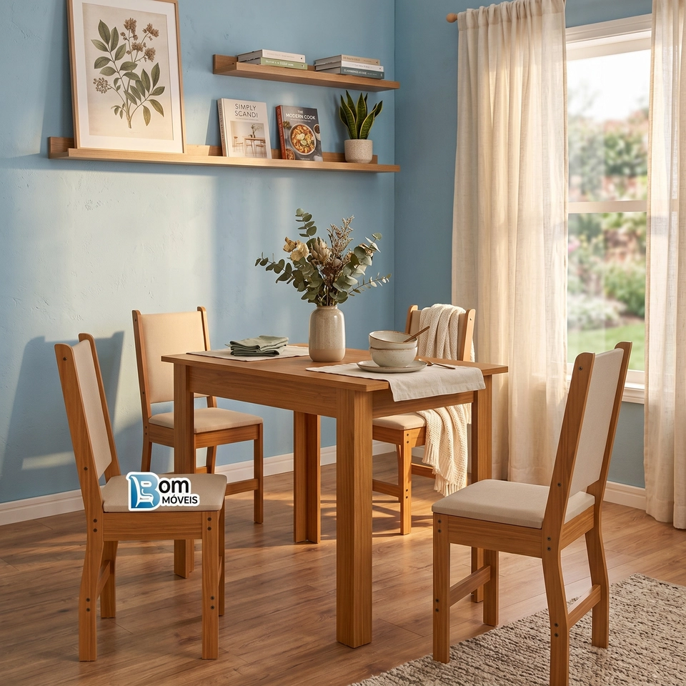 Conjunto De Mesa C/ 4 Cadeiras Bellagio - Larg.: 108cm Prof.: 80cm. - 2