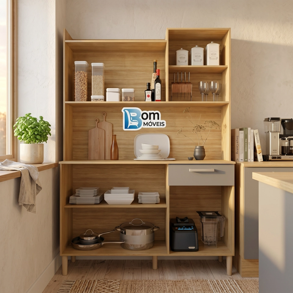 Cozinha Compacta Gênova 6 Portas 1 Gaveta 5 Pés - Alt.: 175cm Larg.: 121cm Prof.: 36cm. - 8